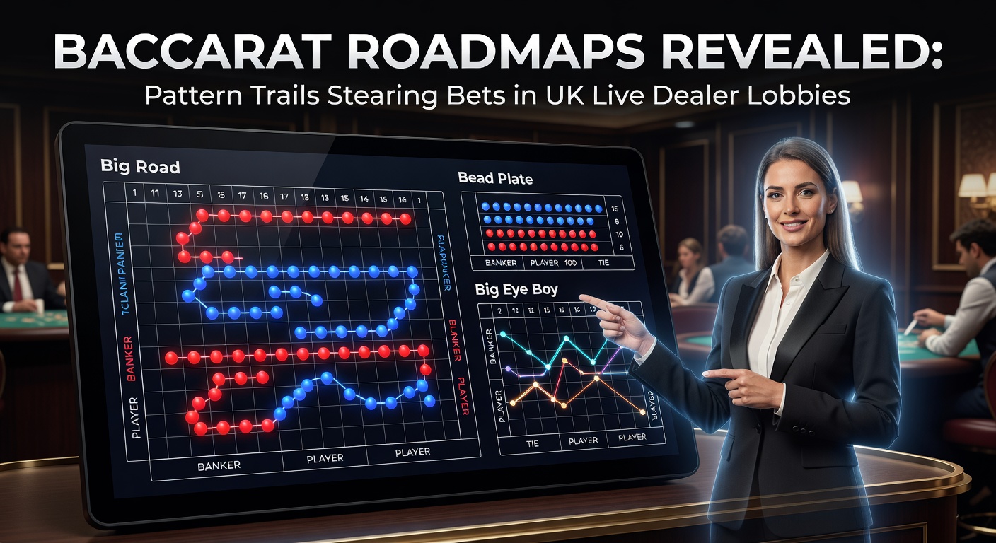 Digital display of a Baccarat Big Road roadmap showing red and blue circles in a grid pattern on a live dealer table interface