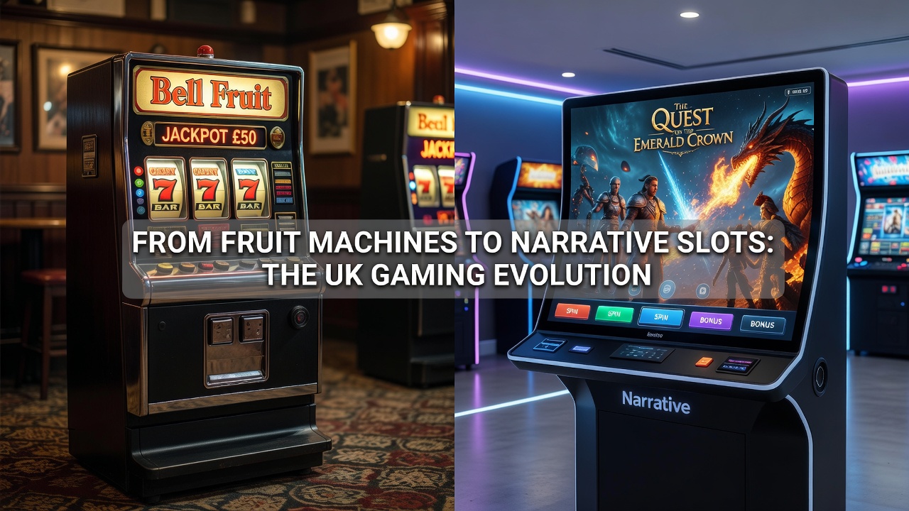 Classic fruit machine next to modern video slot in a UK gaming venue