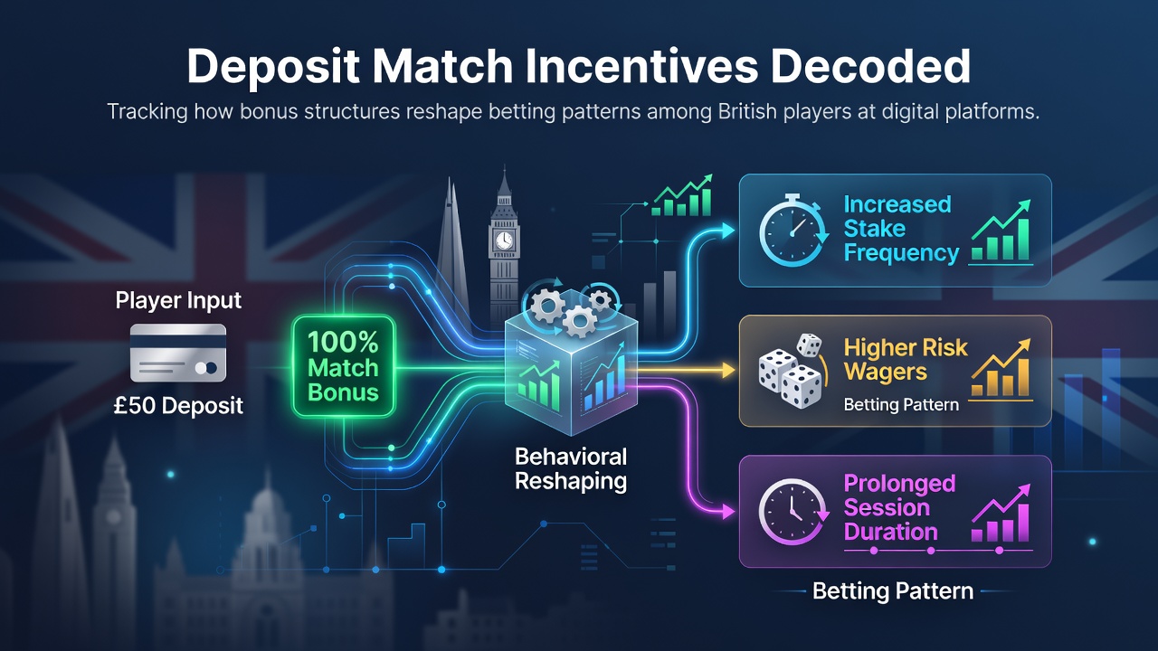 British players engaging with deposit match bonus offers on digital betting platforms showing interface elements and wagering indicators