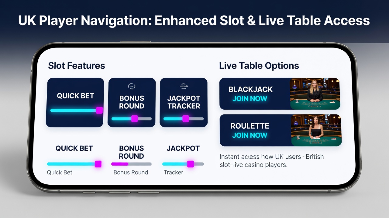 Live table game interface on a mobile app showing real-time navigation options for British players