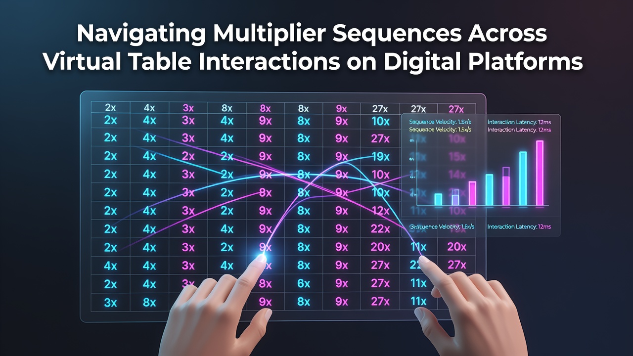 Virtual table interface showing multiplier sequence indicators during a live dealer session on a digital gaming platform