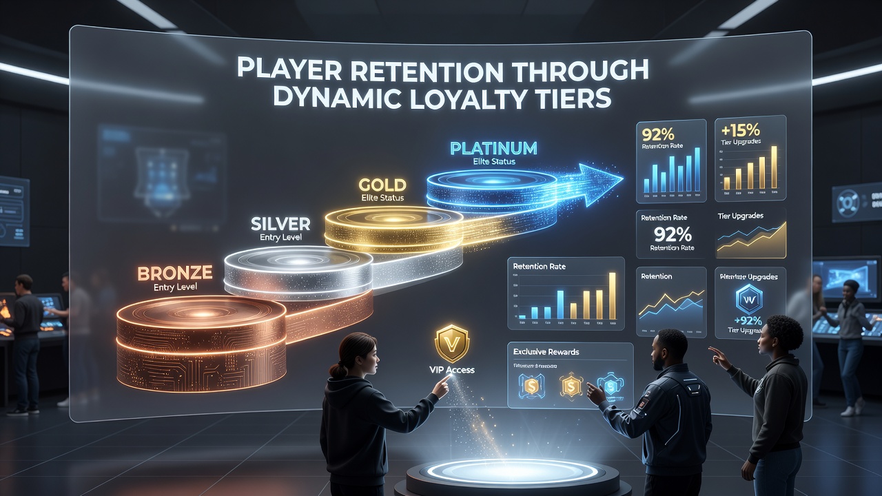 Analytics dashboard displaying loyalty tier distribution and retention metrics over time