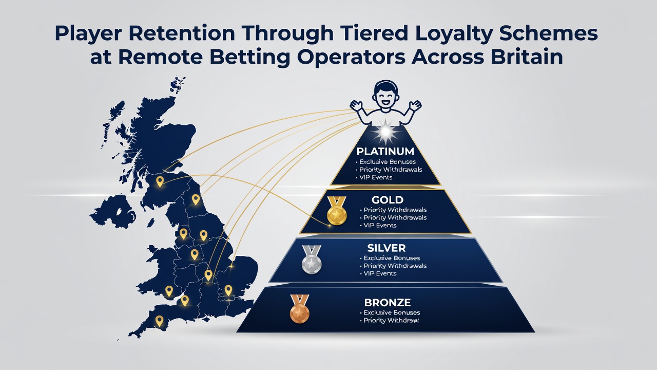 UK players reviewing loyalty tier benefits on remote betting platforms with progression indicators visible